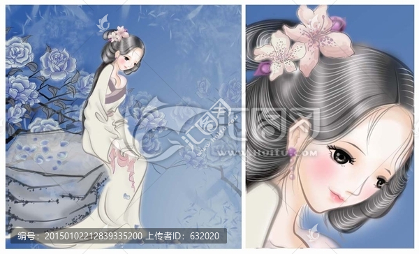 水墨古裝美女插畫封面圖片