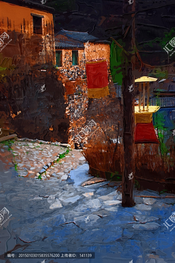 爨底下村風(fēng)景油畫