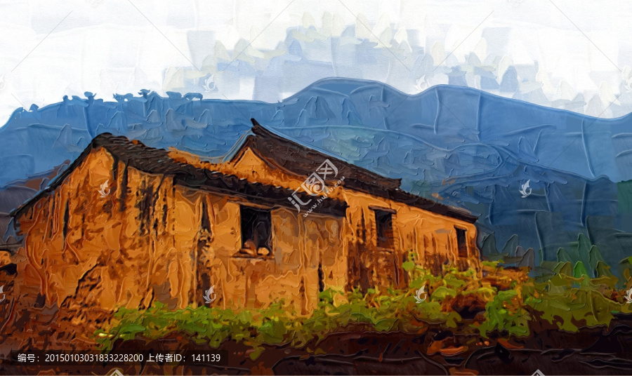 爨底下村風(fēng)景油畫