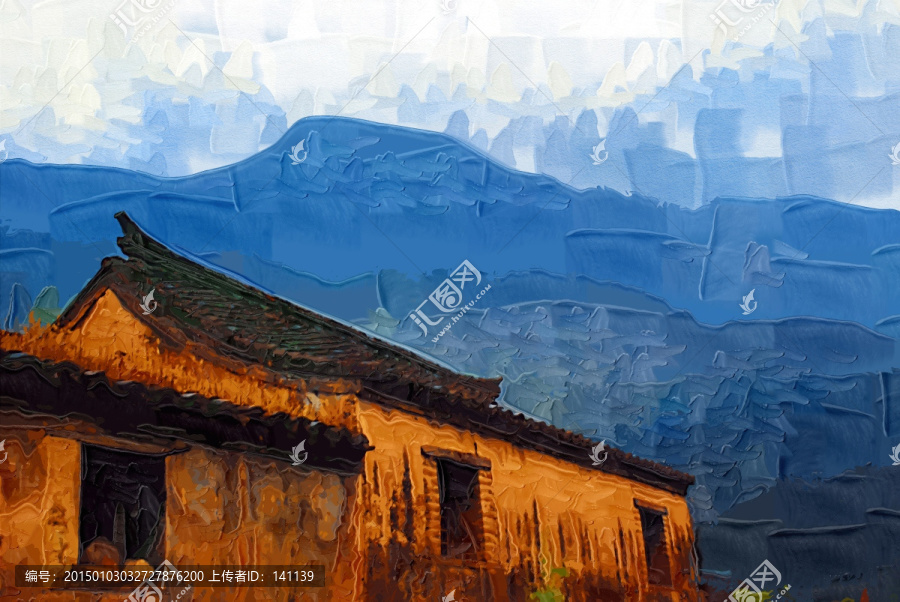 爨底下村風(fēng)景油畫