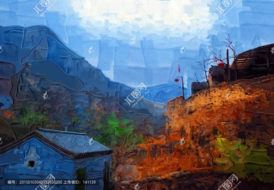 爨底下村風(fēng)景油畫
