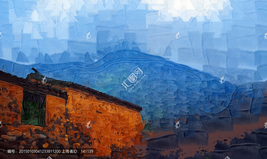 爨底下村風(fēng)景油畫