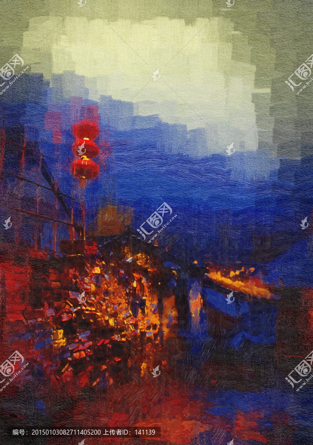 古建筑油畫裝飾畫