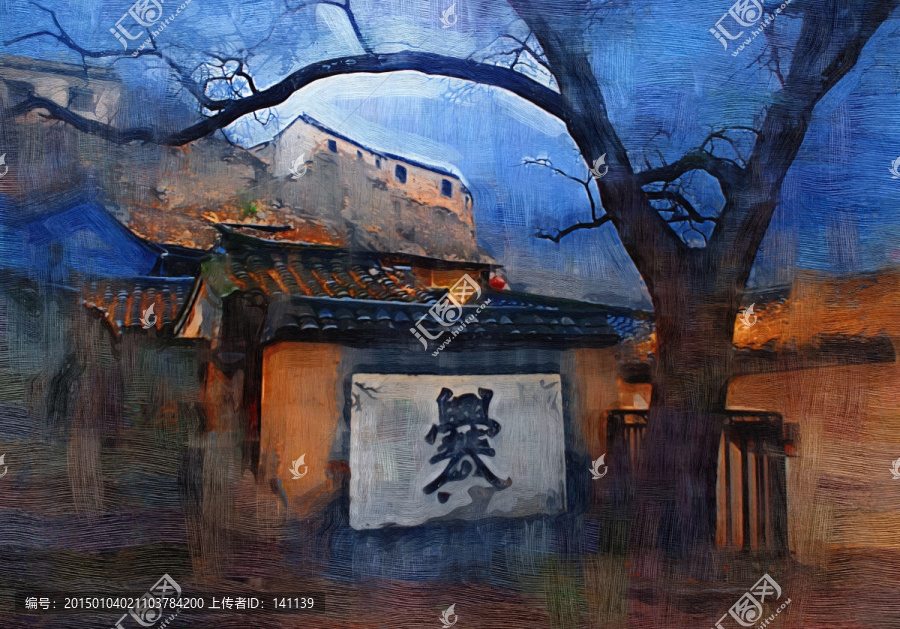 古建筑油畫裝飾畫