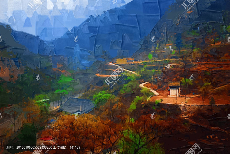 爨底下村風(fēng)景油畫