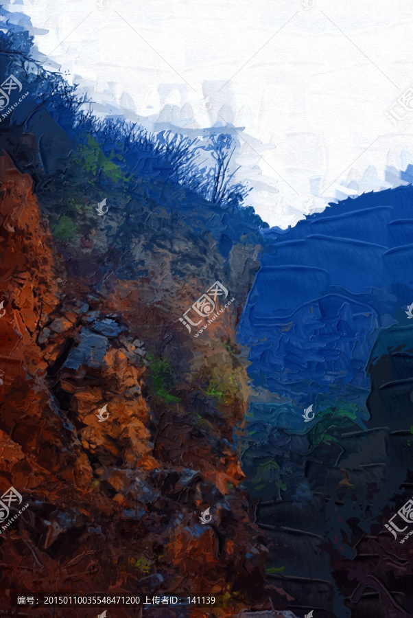爨底下風景油畫
