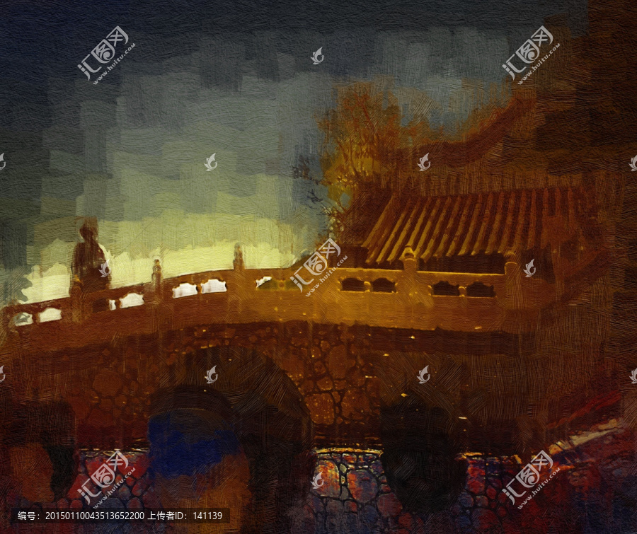 爨底下風景油畫