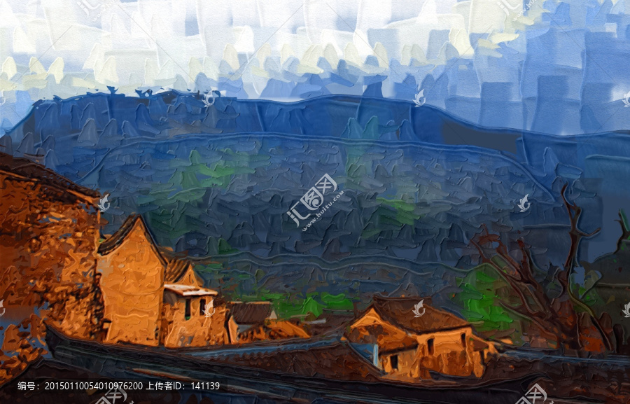 爨底下村風(fēng)景油畫