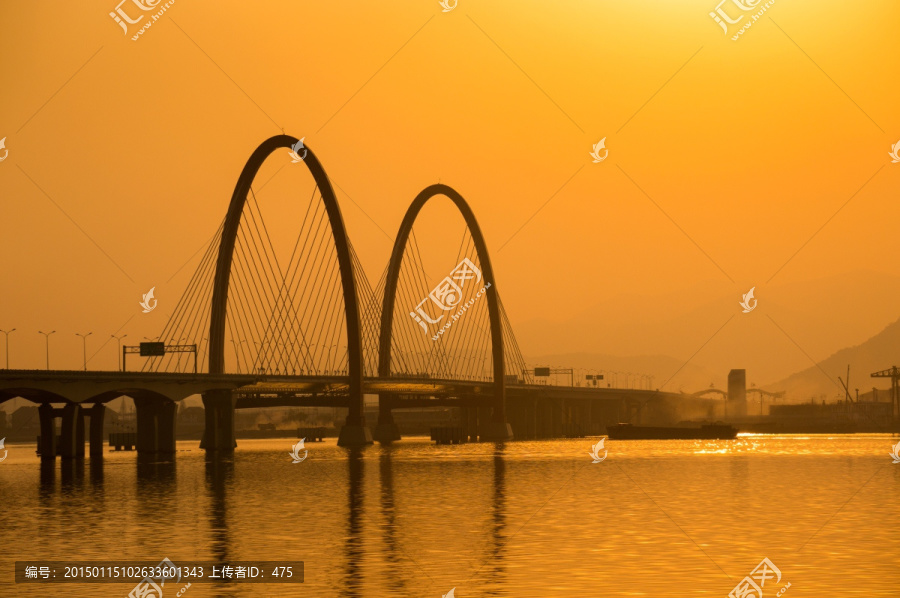 之江大桥,日落