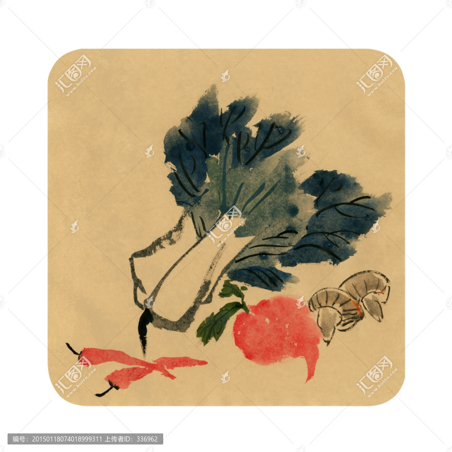 水墨蔬菜,大白菜