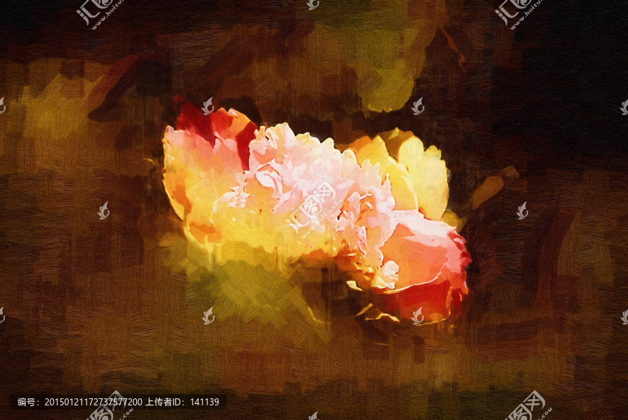牡丹花油畫