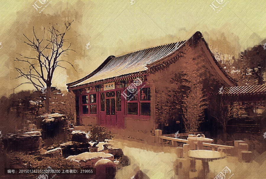 復古風景油畫,建筑