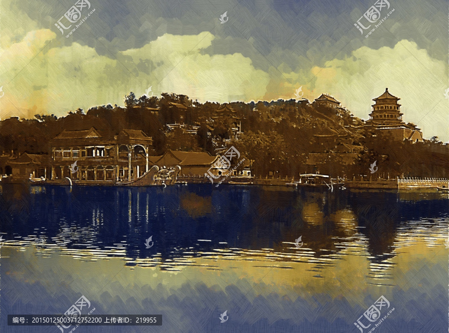 懷舊風(fēng)景油畫(huà),北京頤和園萬(wàn)壽山
