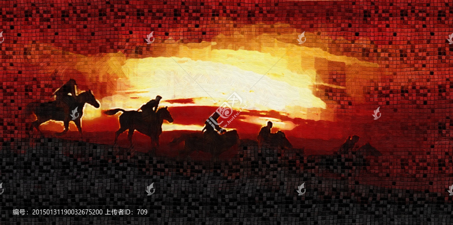 騎馬裝飾油畫