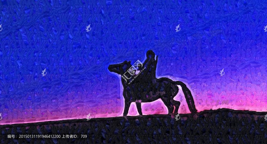 騎馬油畫