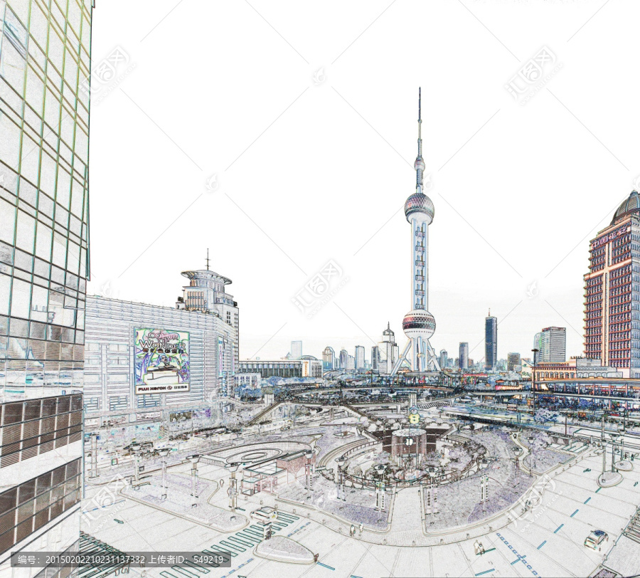 東方明珠彩色描邊