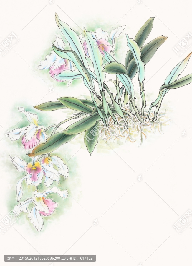 原創(chuàng),國畫,石上馨香,石斛蘭