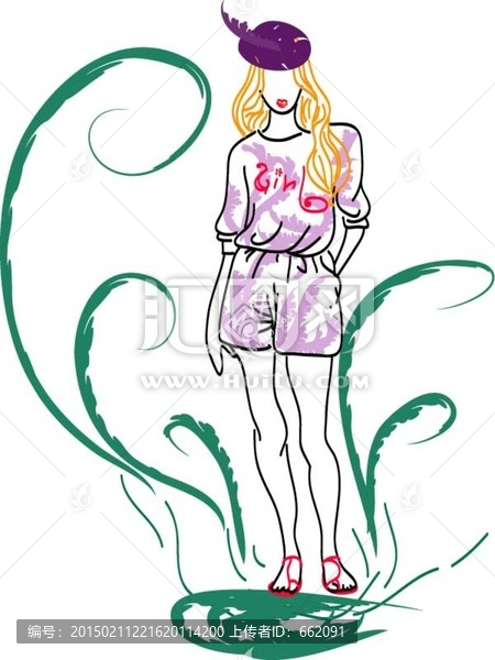 手繪女孩,服裝