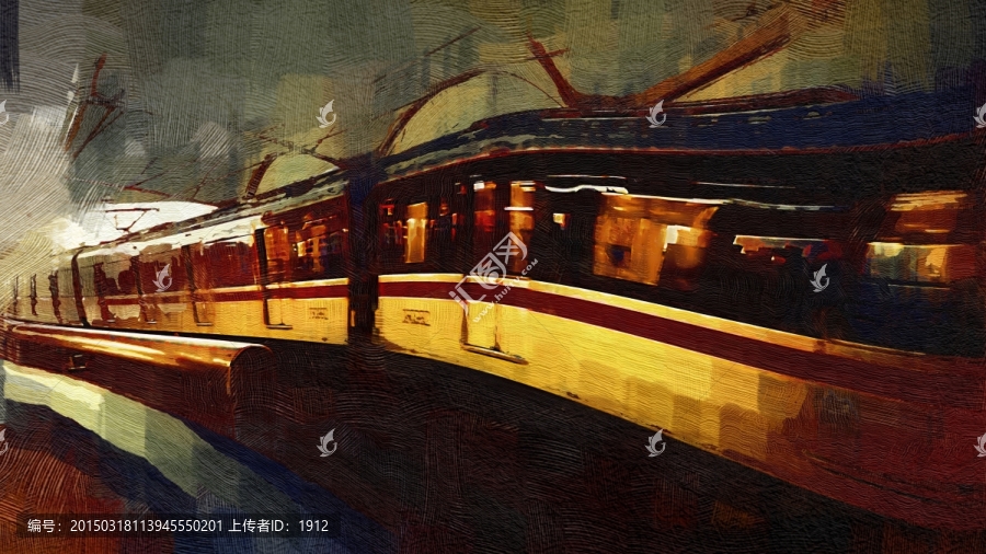 火車(chē),油畫(huà)