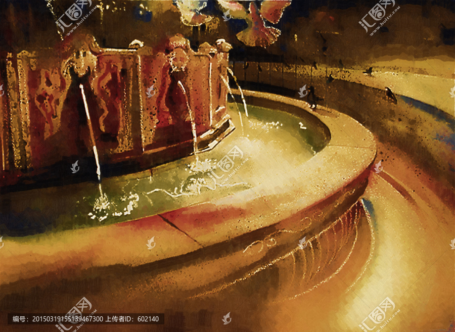噴水池裝飾畫