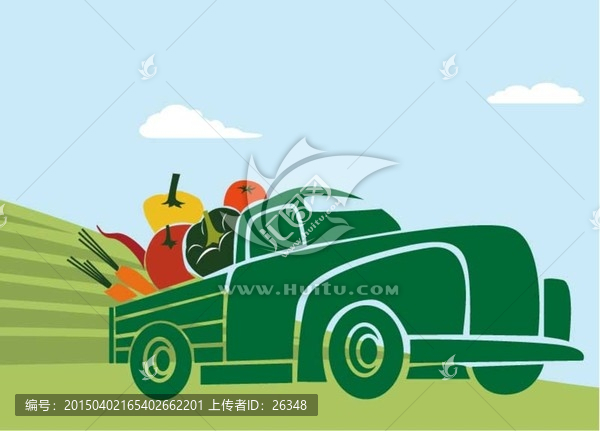 蔬菜,老式拖拉機