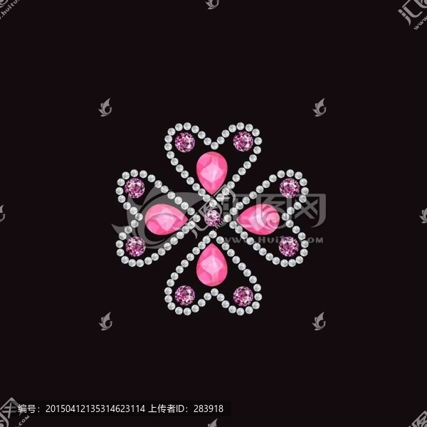 粉水晶钻石四叶花