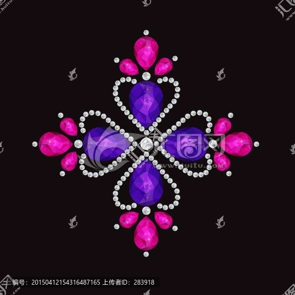 紫水晶鉆石四葉花