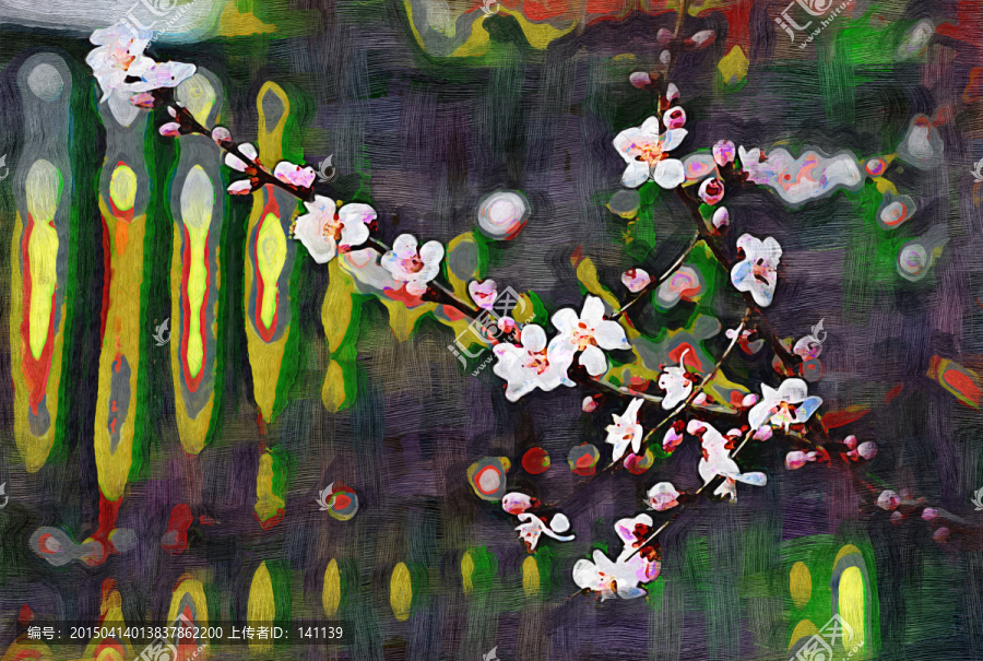 桃花油畫