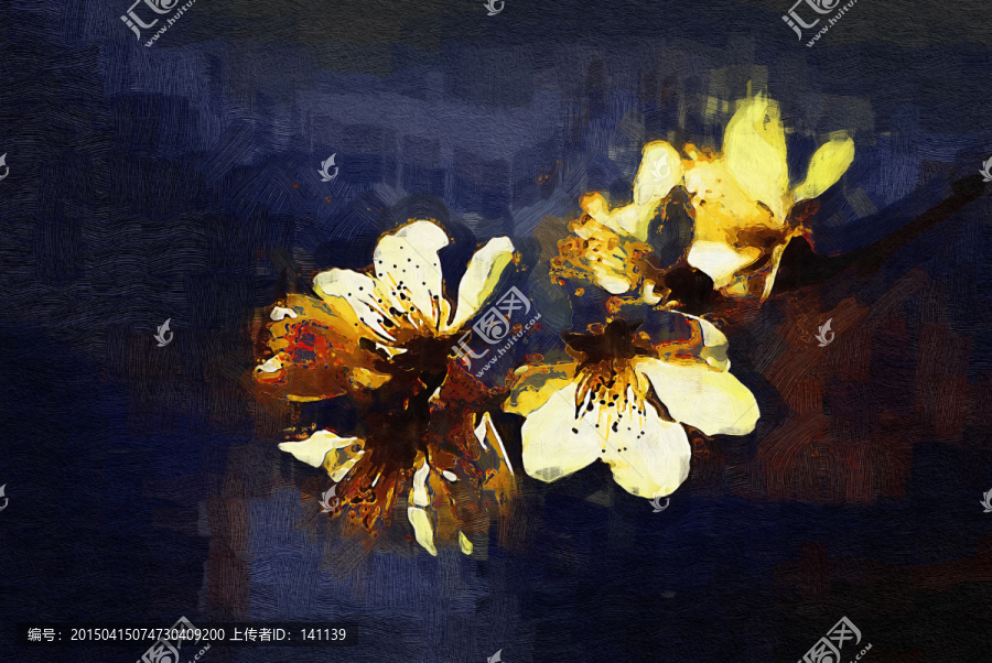 桃花油畫