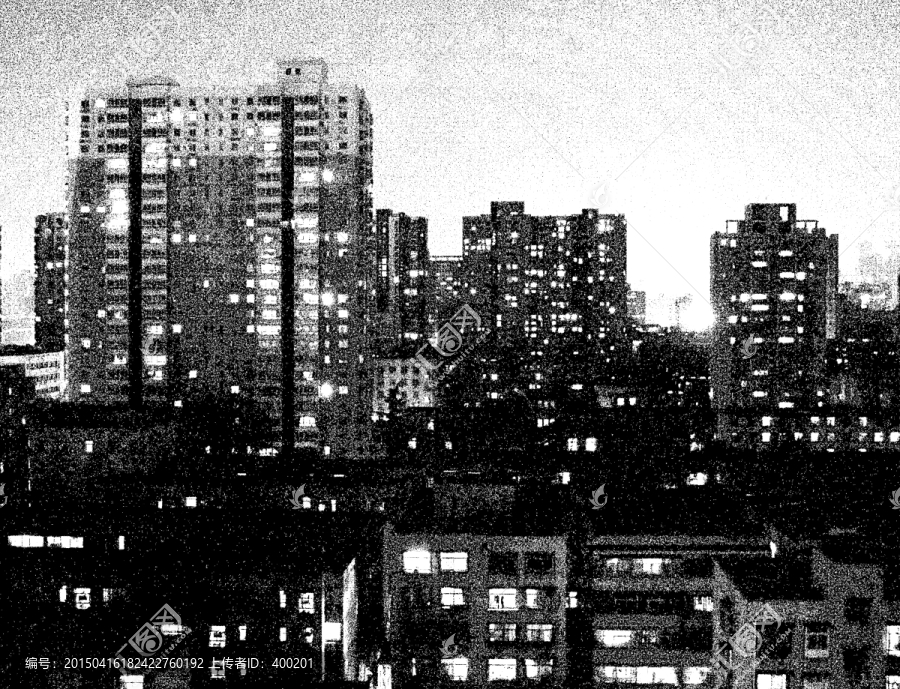 炭筆畫效果城市建筑