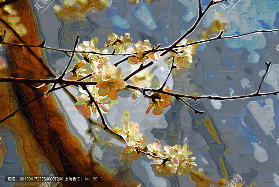 桃花油畫