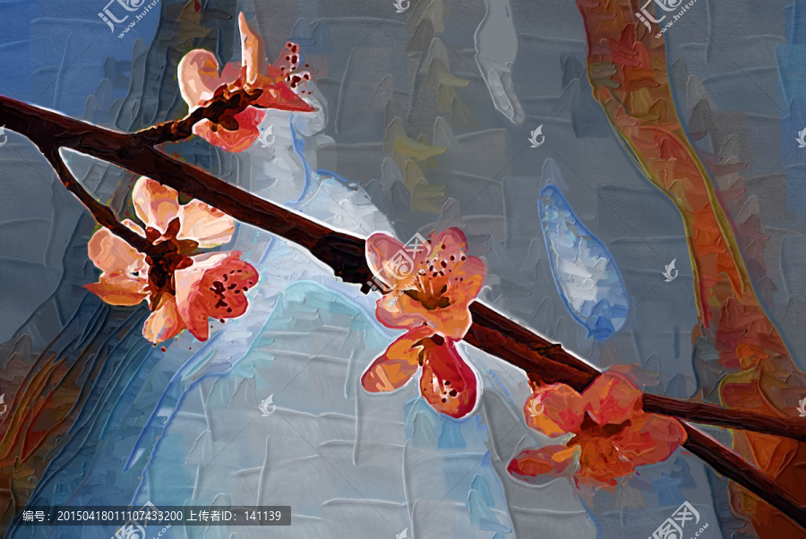 桃花油畫