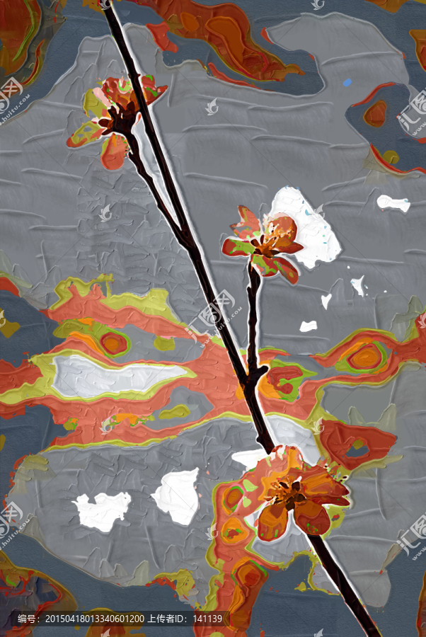 桃花油畫