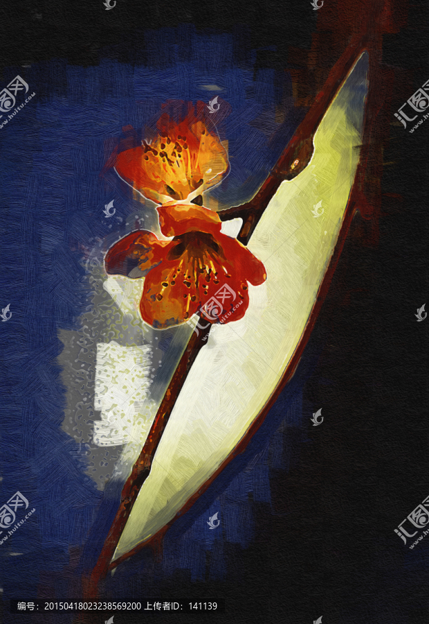 桃花油畫