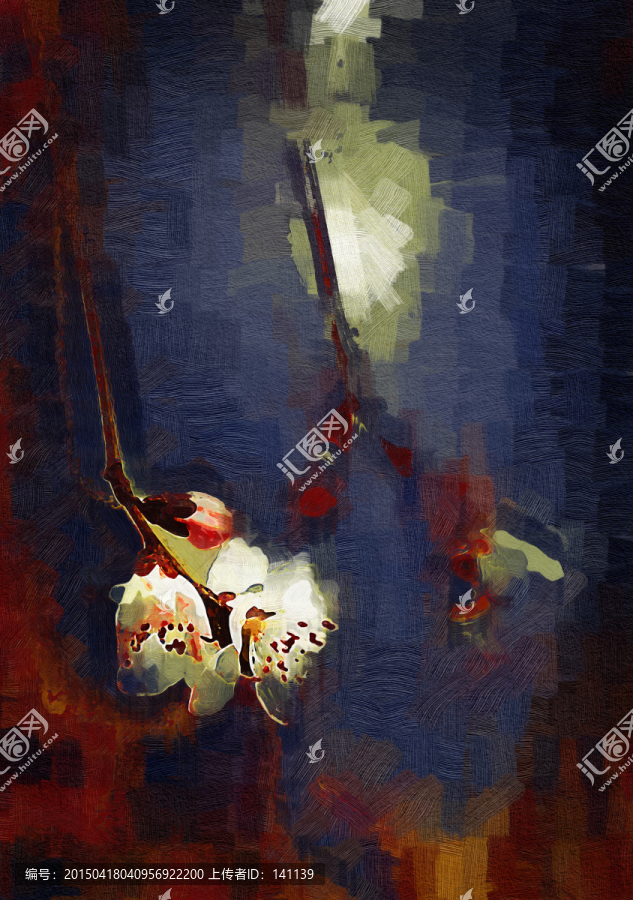 桃花油畫