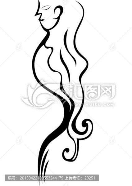 簡約女人線條矢量圖