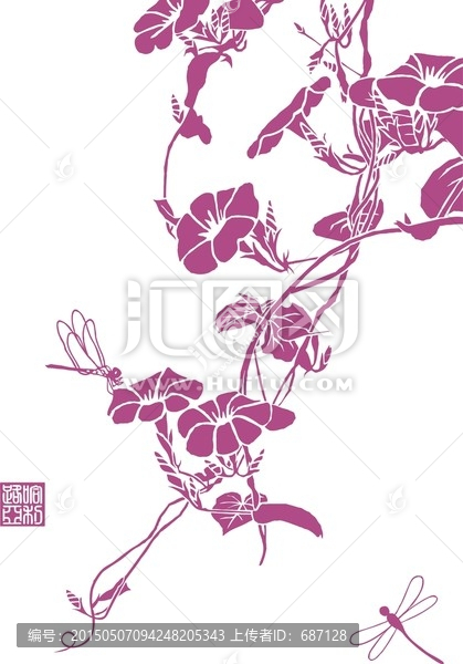喇叭花,美的旋律,矢量圖