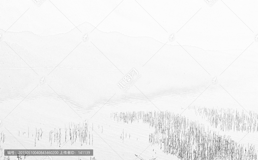 水草與山脈素描
