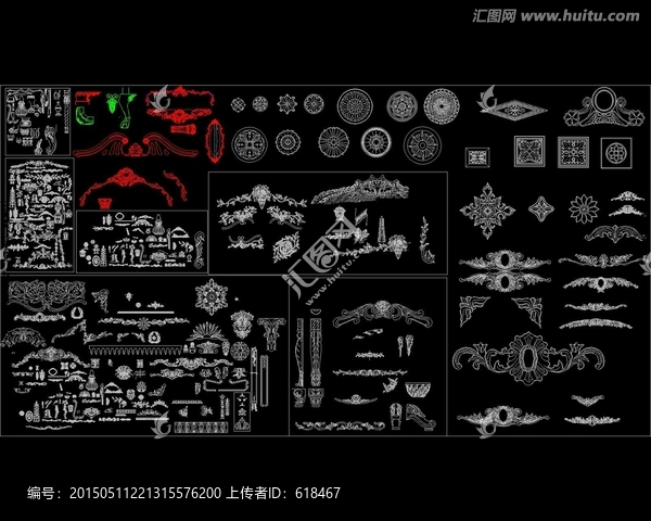 雕花总图库CAD图块