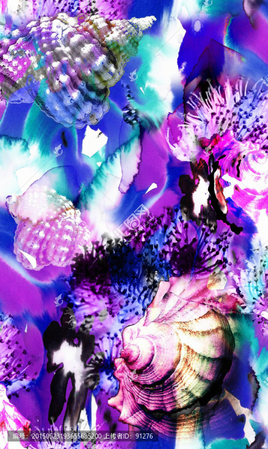 時(shí)尚數(shù)碼印花女裝面料花型未分層