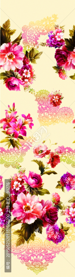 時(shí)尚數(shù)碼印花女裝面料花型未分層