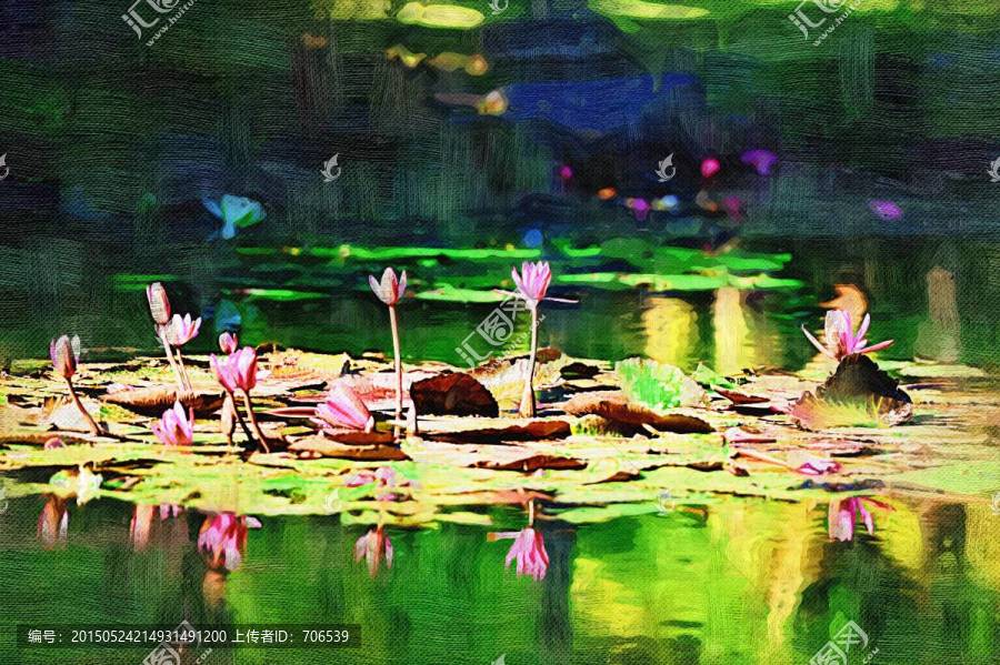 油畫,荷花