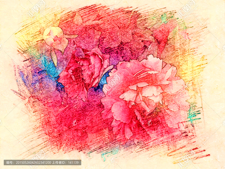 牡丹花油畫