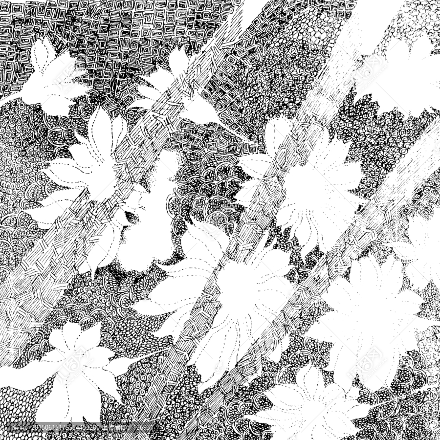 黑白創(chuàng)意花卉圖案,分層