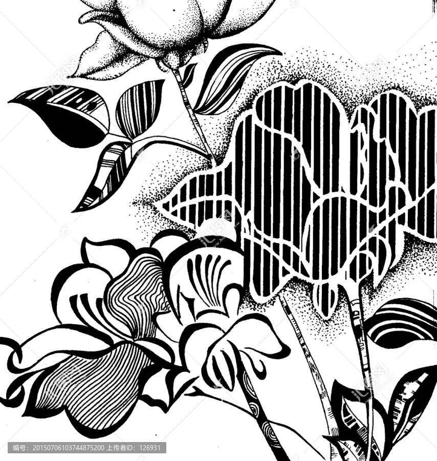 手繪抽象花卉,分層