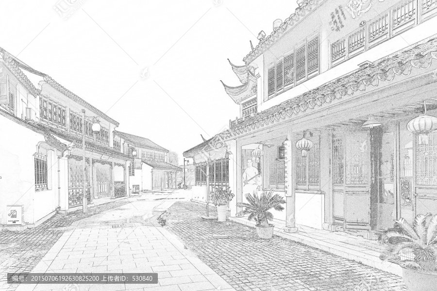 蘇州古鎮(zhèn)線描（未分層）