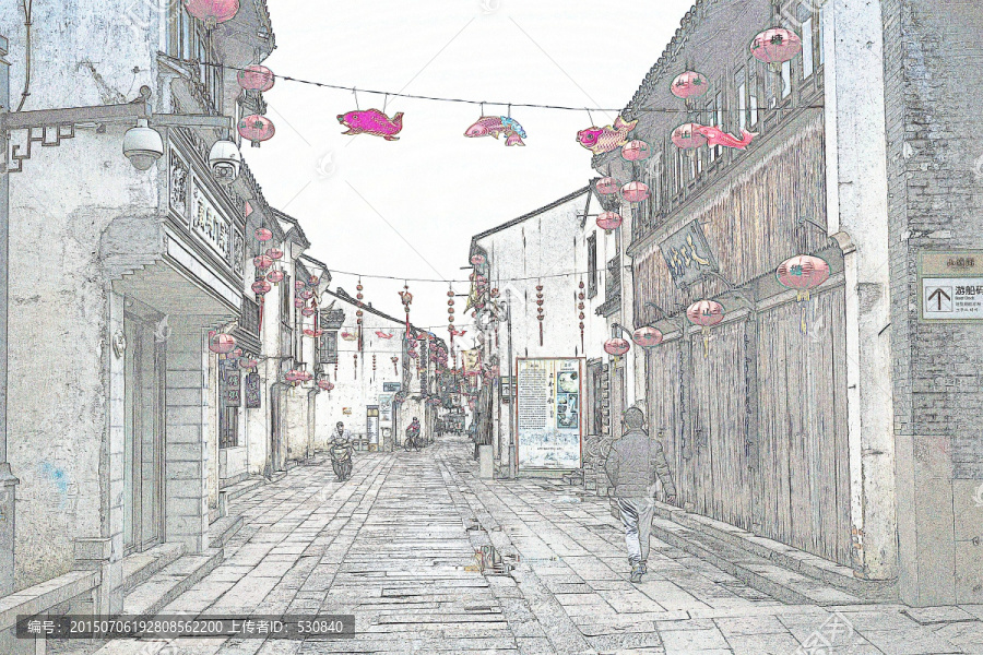蘇州古鎮(zhèn)線描（未分層）