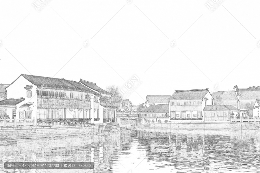 蘇州古鎮(zhèn)線描（未分層）
