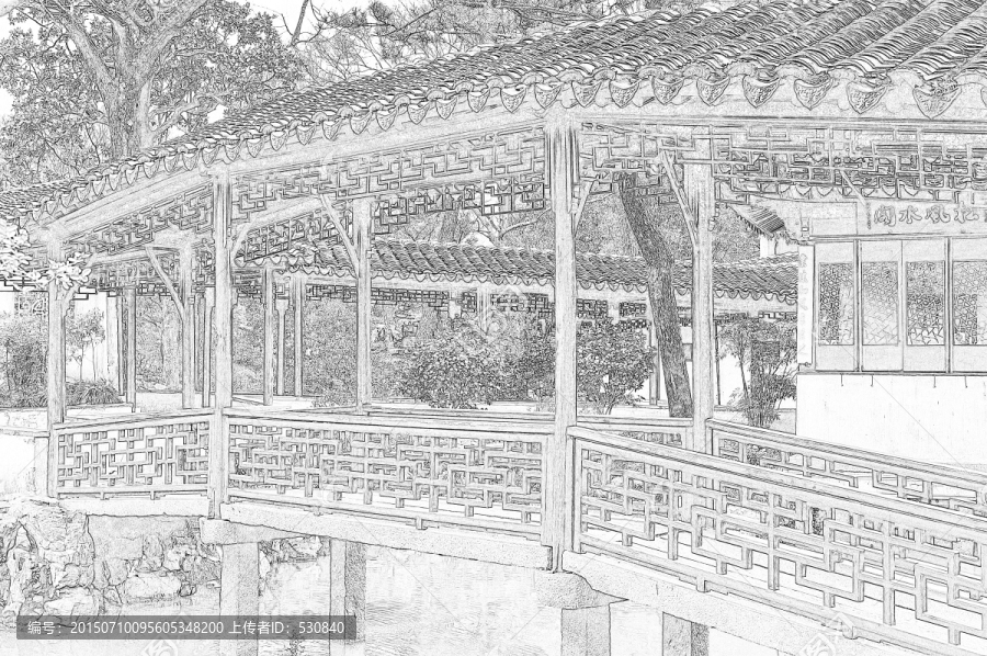 蘇州園林線描效果（未分層）