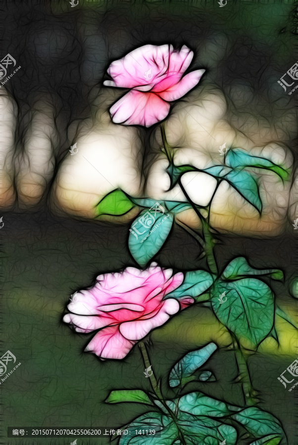 月季花抽象畫